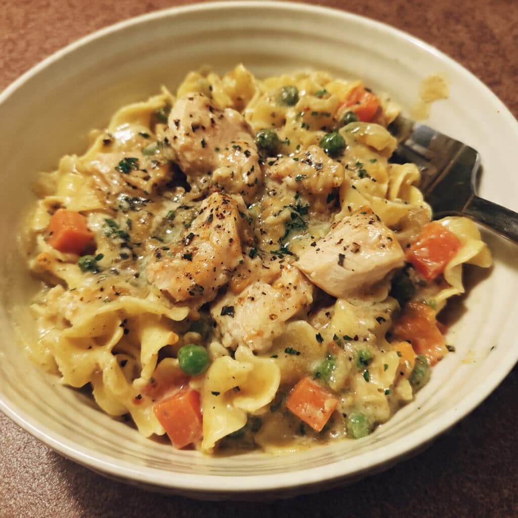 Chicken Pot Pie Pasta brings all the cozy comfort of classic chicken pot pie to your dinner table in just 30 minutes