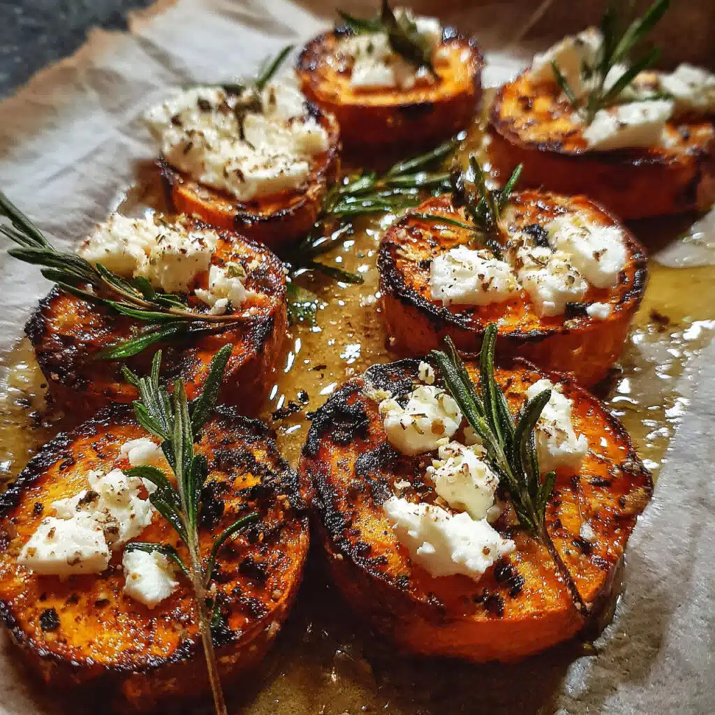 Roasted Sweet Potato Rounds with Honey and Feta are the perfect balance of sweet and savory—crispy on the outside, tender inside, and topped with tangy feta and golden honey.