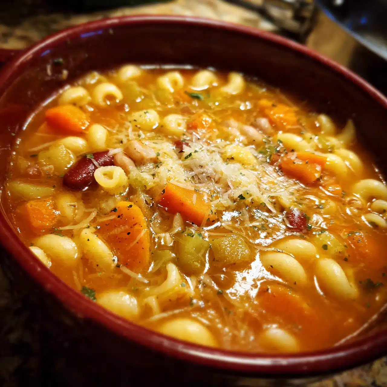 Classic Italian Minestrone Soup—loaded with vegetables, beans, and pasta in a fragrant herb-tomato broth. Perfect comfort food that tastes like Nonna's kitchen!