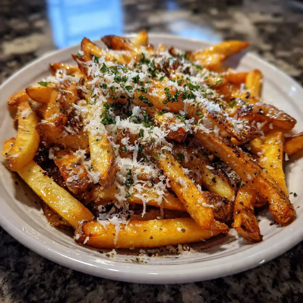Crispy truffle fries sprinkled with parmesan and fresh herbs