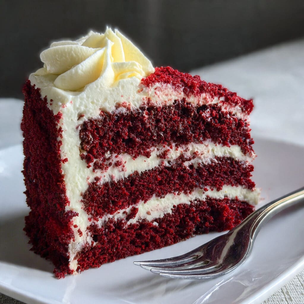 homemade red velvet cake with cream cheese frosting – tender, moist, and absolutely show-stopping
