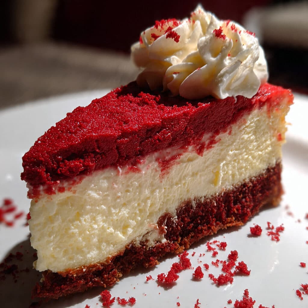 Christmas Red Velvet Cheesecake is the ultimate holiday dessert! Rich, creamy, and absolutely stunning on your festive table