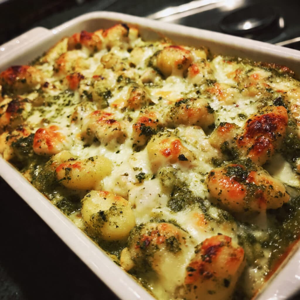 Pesto Chicken Gnocchi Bake, chicken gnocchi bake, pesto gnocchi recipe