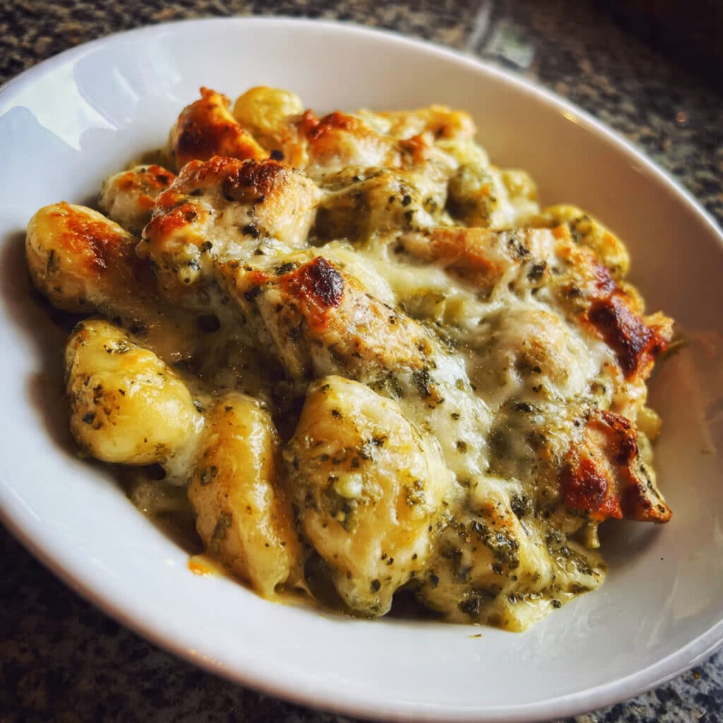 Pesto Chicken Gnocchi Bake, chicken gnocchi bake, pesto gnocchi recipe