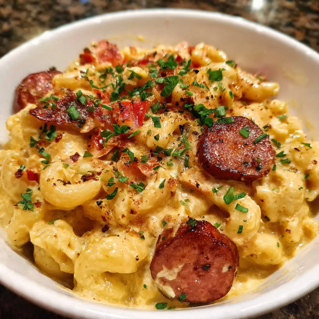 Cajun Macaroni and Cheese with Andouille Sausage 8 Cajun Macaroni and Cheese with Andouille Sausage – creamy, spicy, and irresistibly cheesy! This easy comfort food combines smoky sausage with a rich cheese sauce and Cajun spices