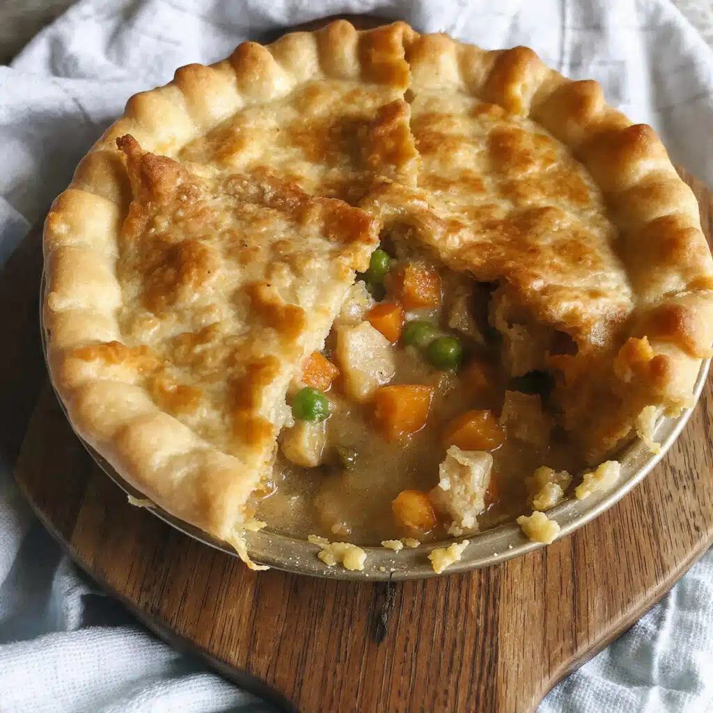 homemade chicken potpie features tender chicken, colorful vegetables, and a rich creamy sauce wrapped in a buttery, flaky crust.