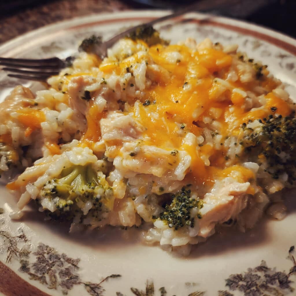 Classic Chicken Broccoli Rice Cheese Casserole—comfort food perfection in every creamy, cheesy bite