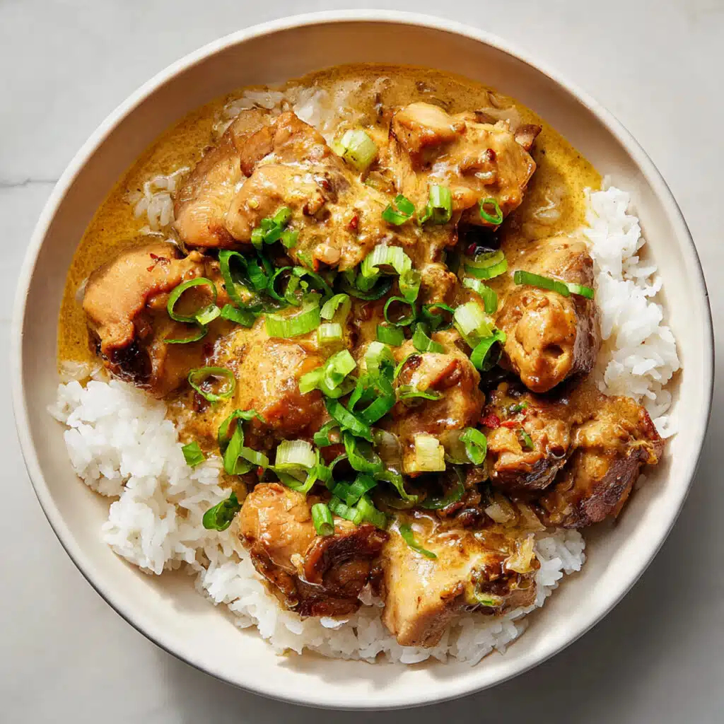 Chicken Adobo With Coconut Milk – tender chicken simmered in tangy soy-vinegar sauce with creamy coconut milk.