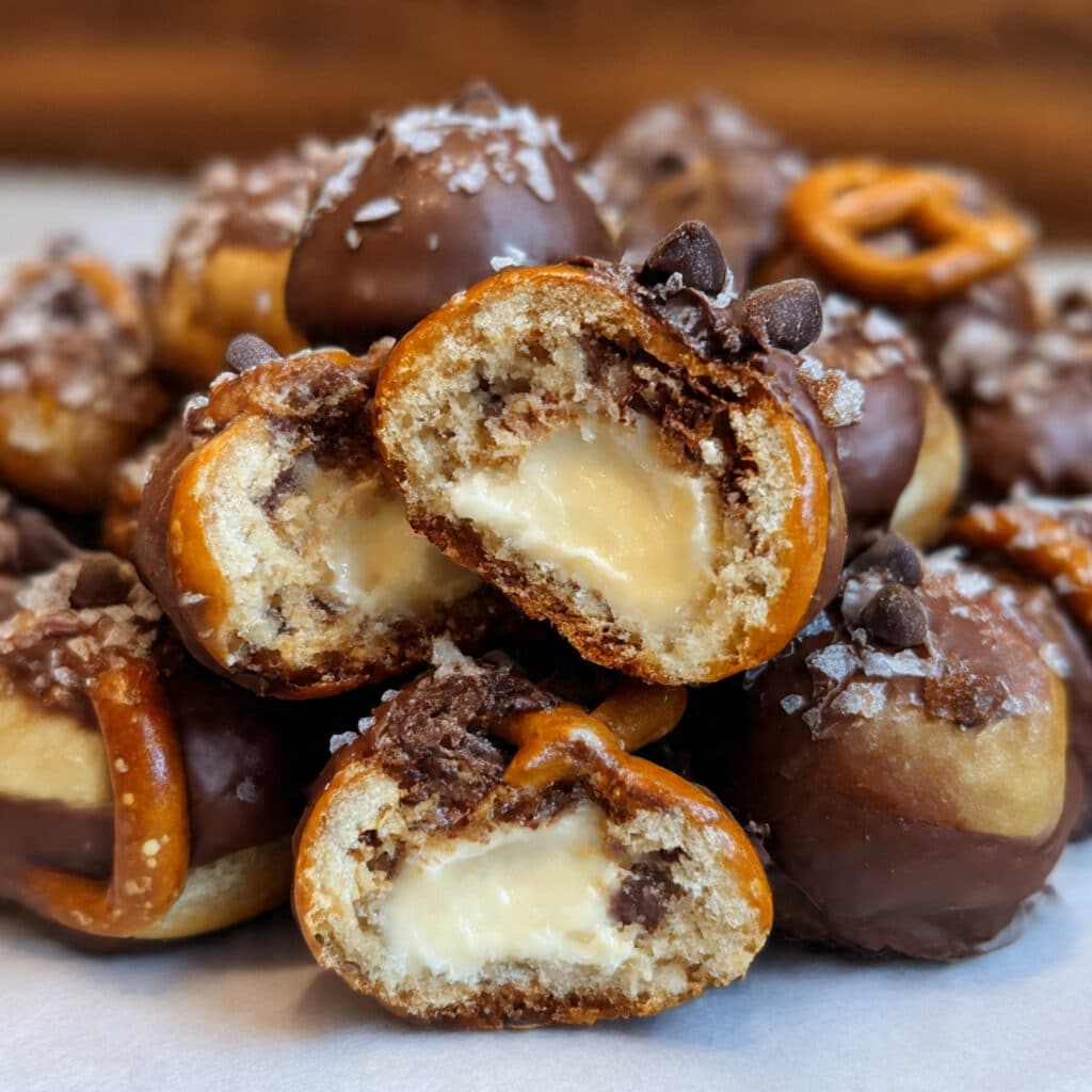 ookie Dough Pretzel Bites are the ultimate sweet and salty treat! Edible cookie dough meets crunchy pretzels and rich chocolate coating