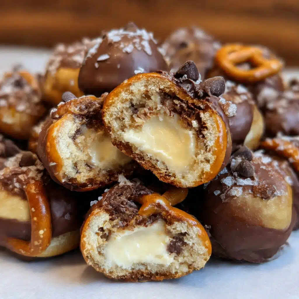 Cookie Dough Pretzel Bites 8 ookie Dough Pretzel Bites are the ultimate sweet and salty treat! Edible cookie dough meets crunchy pretzels and rich chocolate coating
