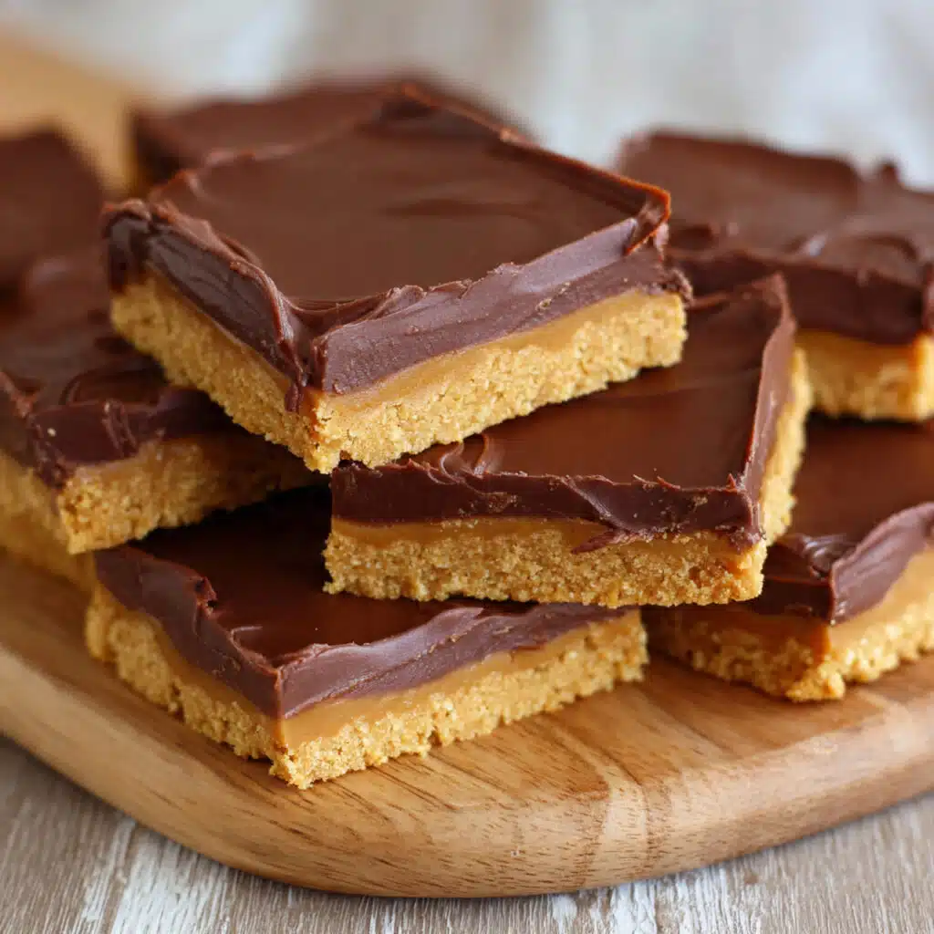 no-bake Lunch Lady Peanut Butter Bars taste exactly like the cafeteria classic! Creamy peanut butter base + smooth chocolate topping = pure nostalgia.