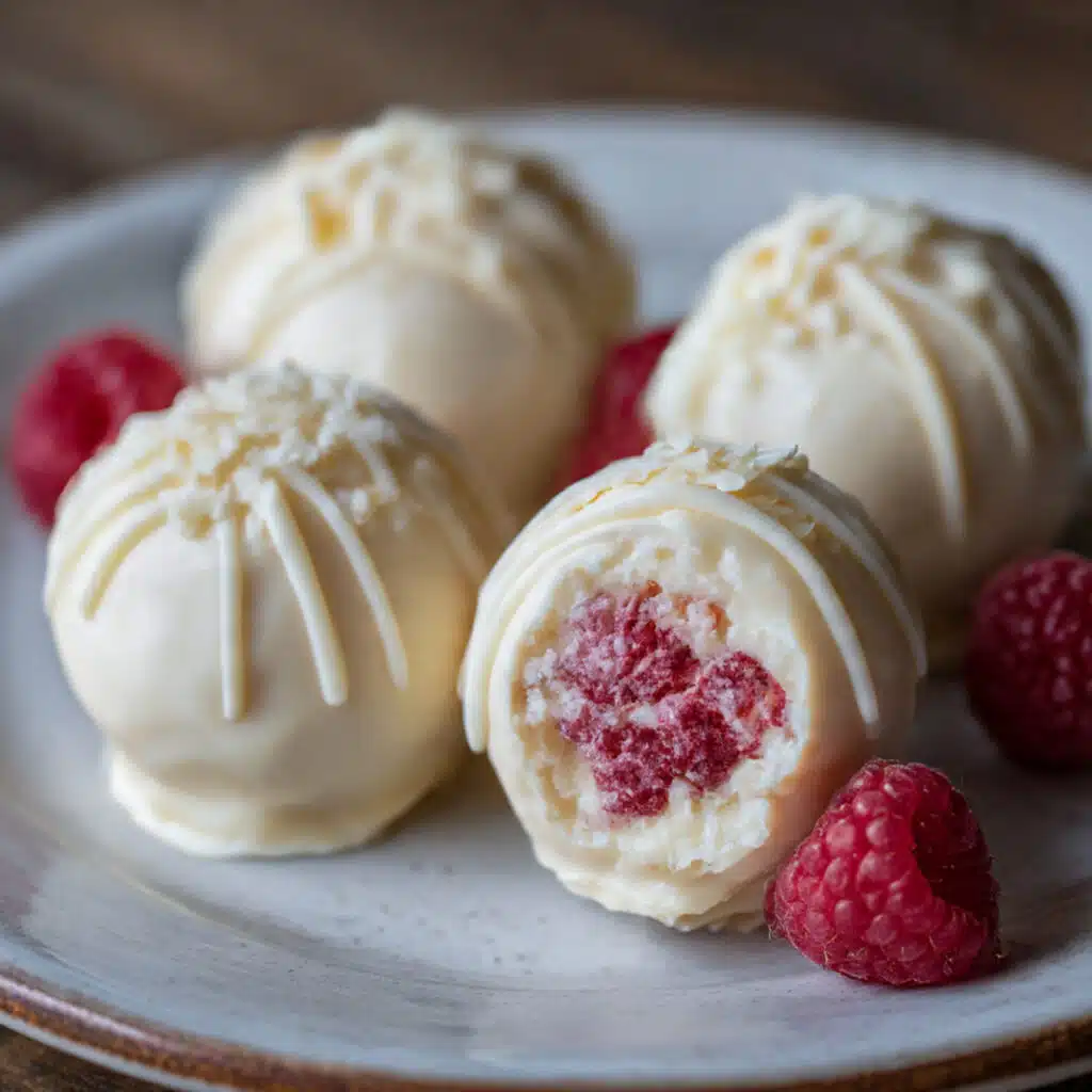 white chocolate raspberry cream filled truffles