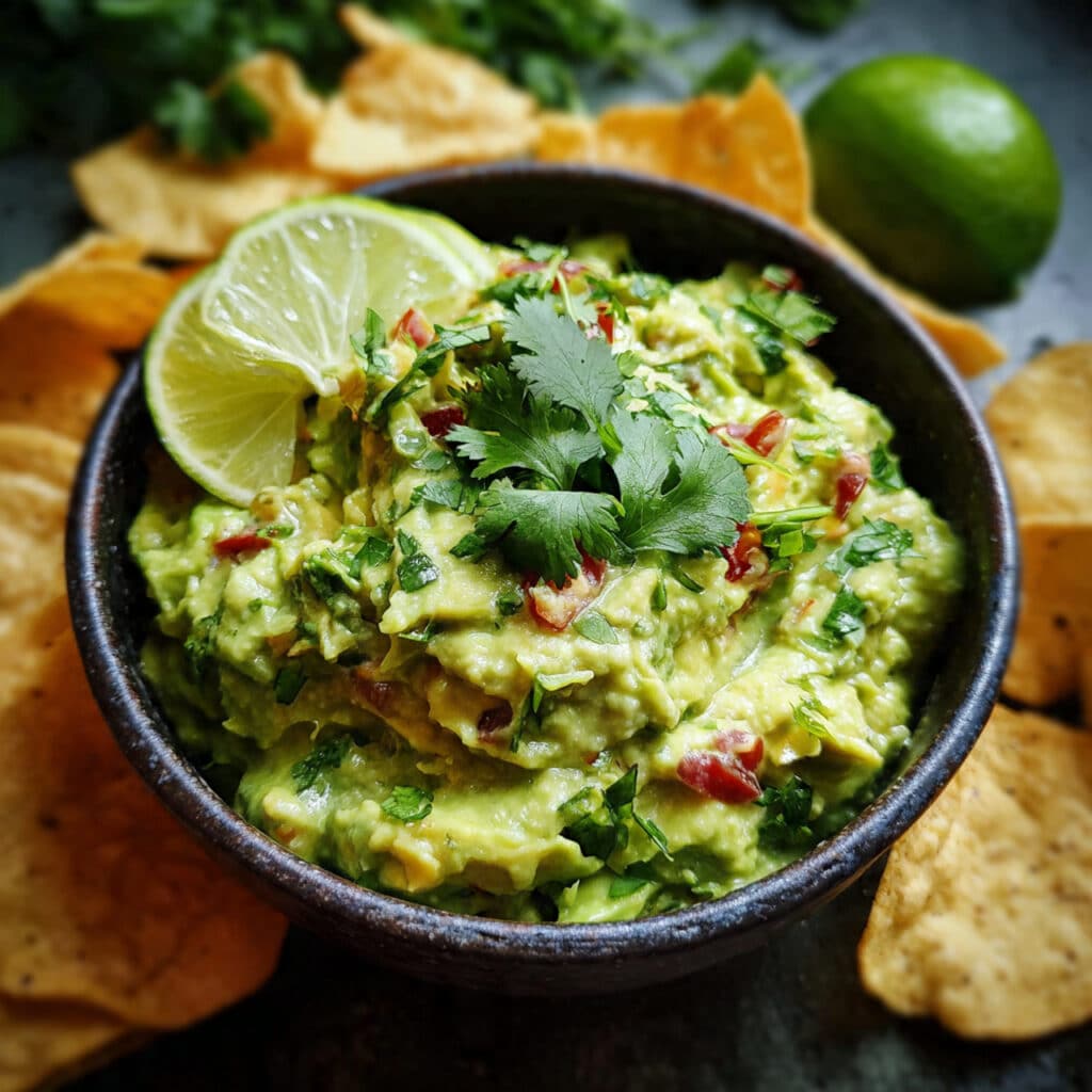 Fresh, creamy Spicy Guacamole ready to serve – loaded with jalapeños, lime, and cilantro