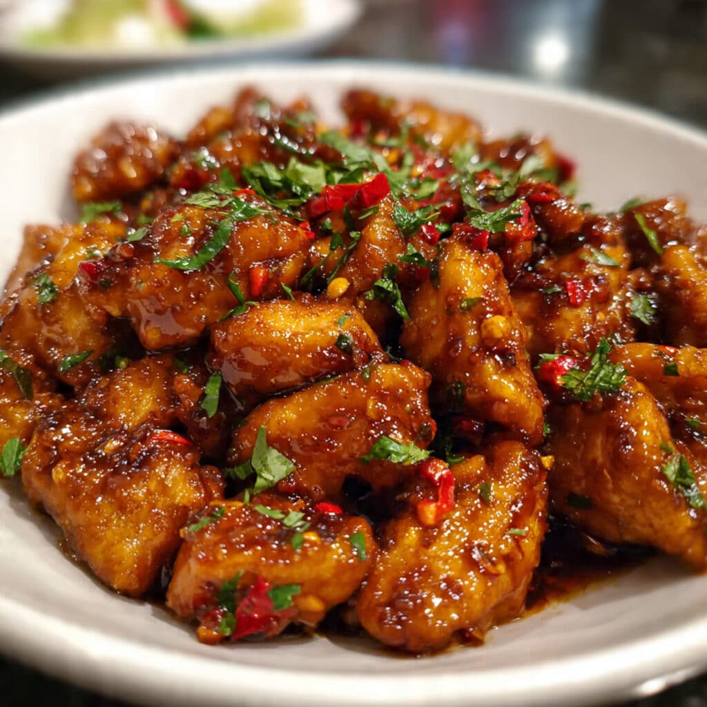 Sweet and Spicy Thai Chicken – tender chicken pieces coated in an irresistible sticky glaze with the perfect balance of honey sweetness, tangy lime, and sriracha heat. Ready in 25 minutes!