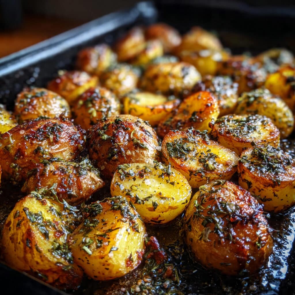 Oven Roasted Potatoes with golden edges and fluffy centers—the ultimate comfort food side dish that pairs with everything!