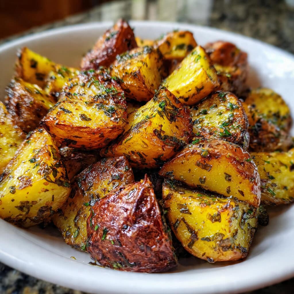 Oven Roasted Potatoes with golden edges and fluffy centers—the ultimate comfort food side dish that pairs with everything!