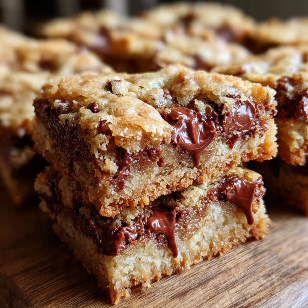 Easy Chocolate Chip Cookie Bars – thick, chewy, and loaded with chocolate! All the flavor of homemade cookies with half the effort. Perfect for bake sales, potlucks, or satisfying that dessert