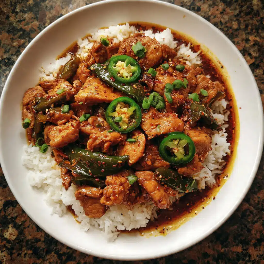 30-minute Jalapeño Chicken Stir Fry is my weeknight hero! Juicy chicken thighs, fresh jalapeños, and authentic Sichuan chili bean paste come together for a restaurant-quality dinner