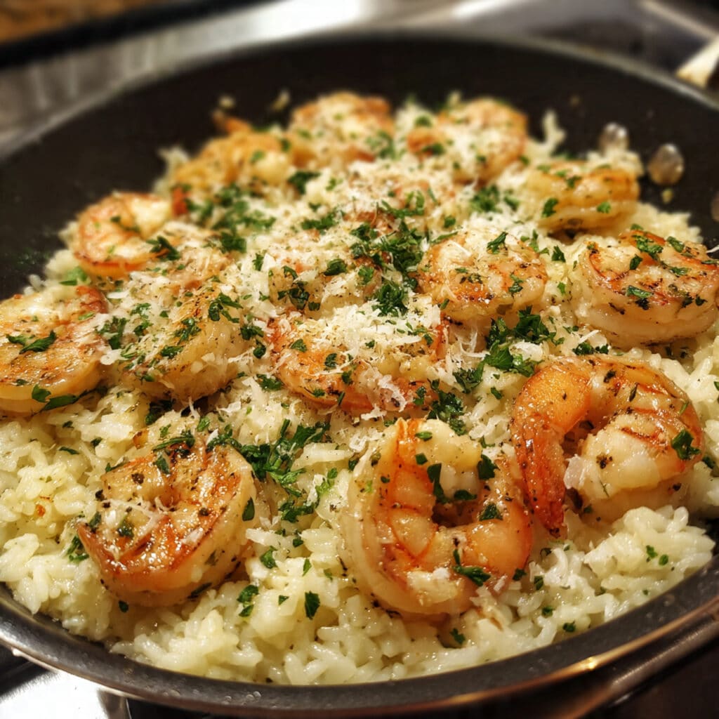 Garlic Butter Shrimp and Rice – buttery, cheesy, and ready in just 20 minutes!