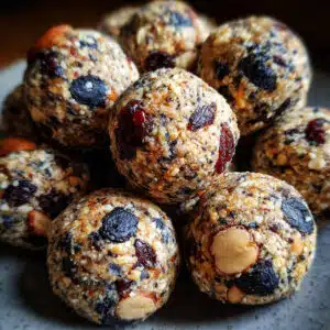 no-bake Blueberry Muffin Energy Bites are the perfect healthy snack!