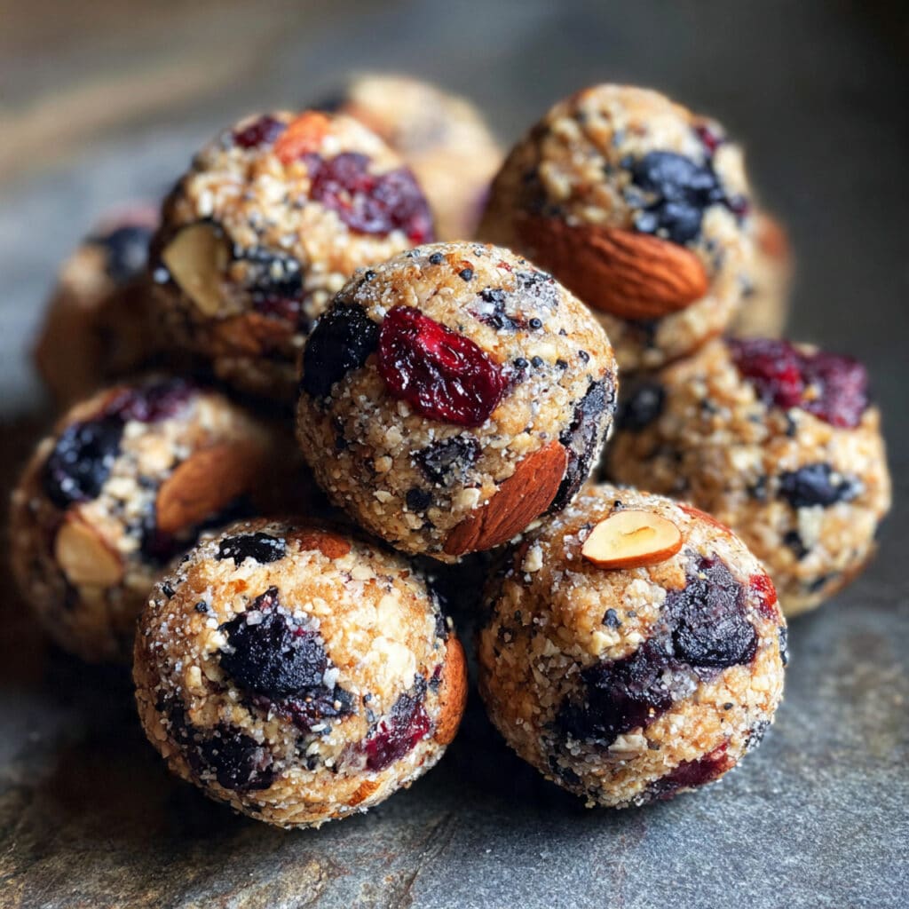 no-bake Blueberry Muffin Energy Bites are the perfect healthy snack!