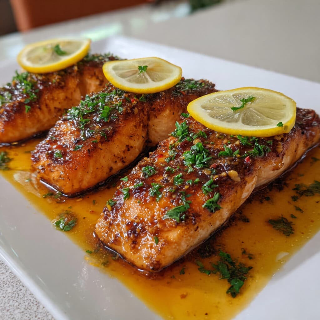 Honey Garlic Glazed Salmon — sweet, savory, and ready in 20 minutes! This easy weeknight dinner tastes like something from a fancy restaurant but comes together in