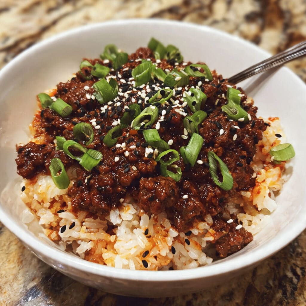 Easy Korean Beef and Rice — sweet, savory, and ready in 20 minutes! The perfect weeknight dinner.