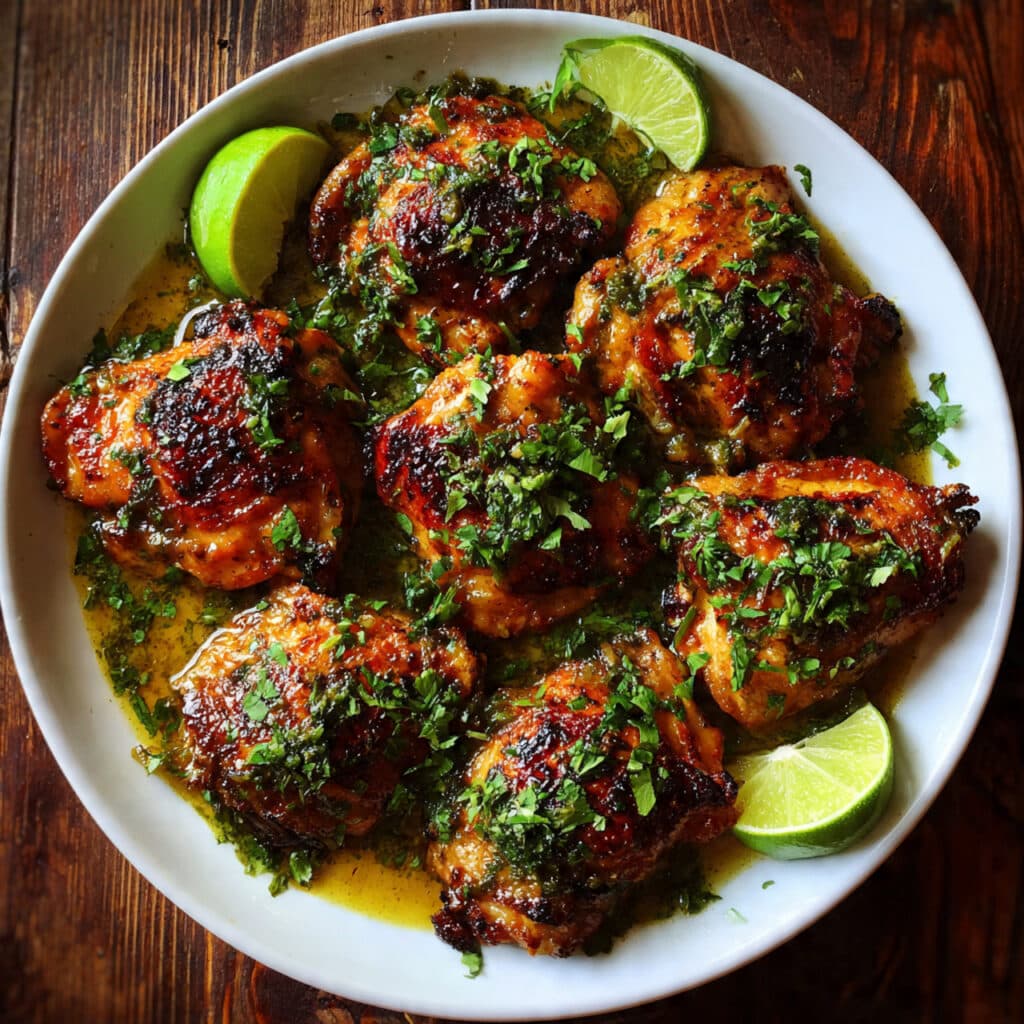Cilantro Lime Chicken—juicy, tender chicken thighs marinated in fresh lime, garlic, and cilantro, then pan-seared to golden perfection!