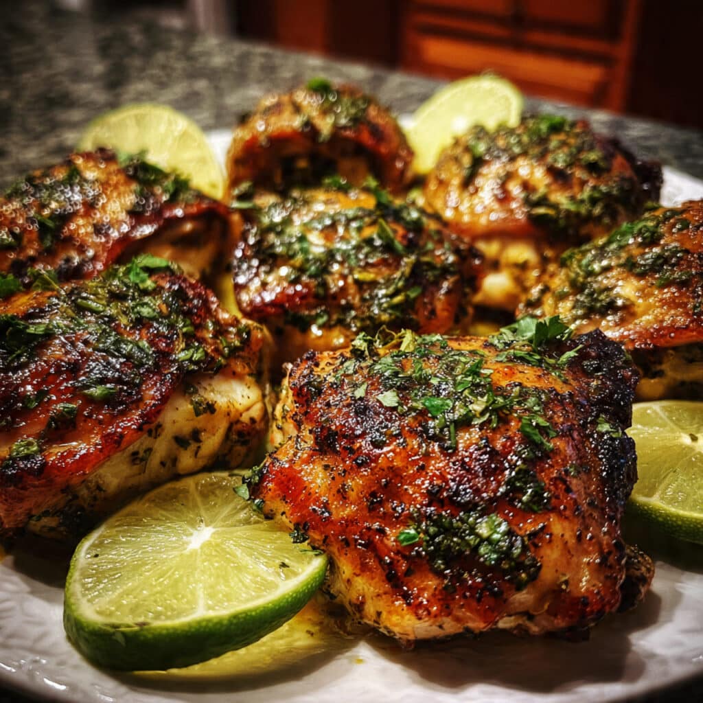 Cilantro Lime Chicken—juicy, tender chicken thighs marinated in fresh lime, garlic, and cilantro, then pan-seared to golden perfection!