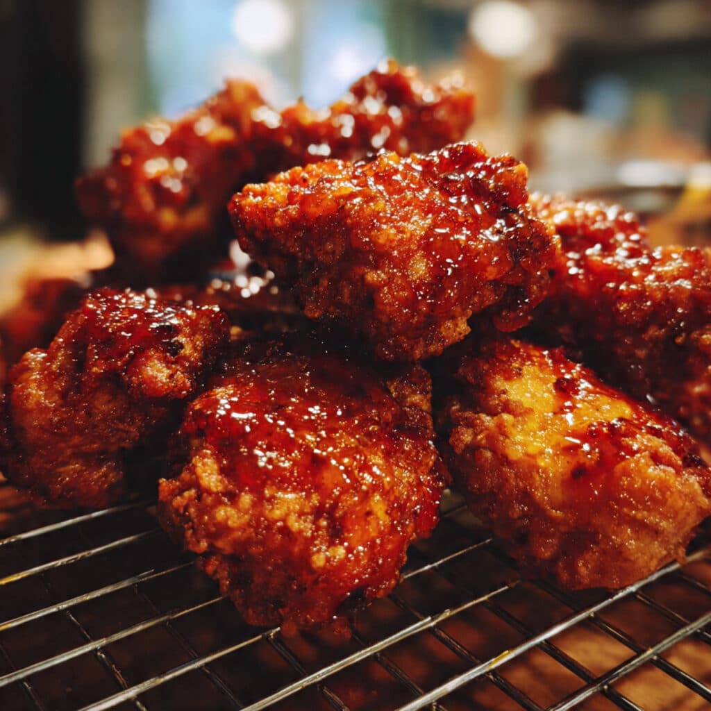 This Hot Honey Chicken is crispy, juicy, and glazed with the perfect sweet-spicy sauce!