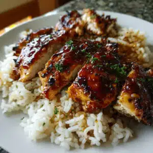 One-pan honey BBQ chicken rice—sweet, savory, and ready in 40 minutes for the perfect weeknight dinner