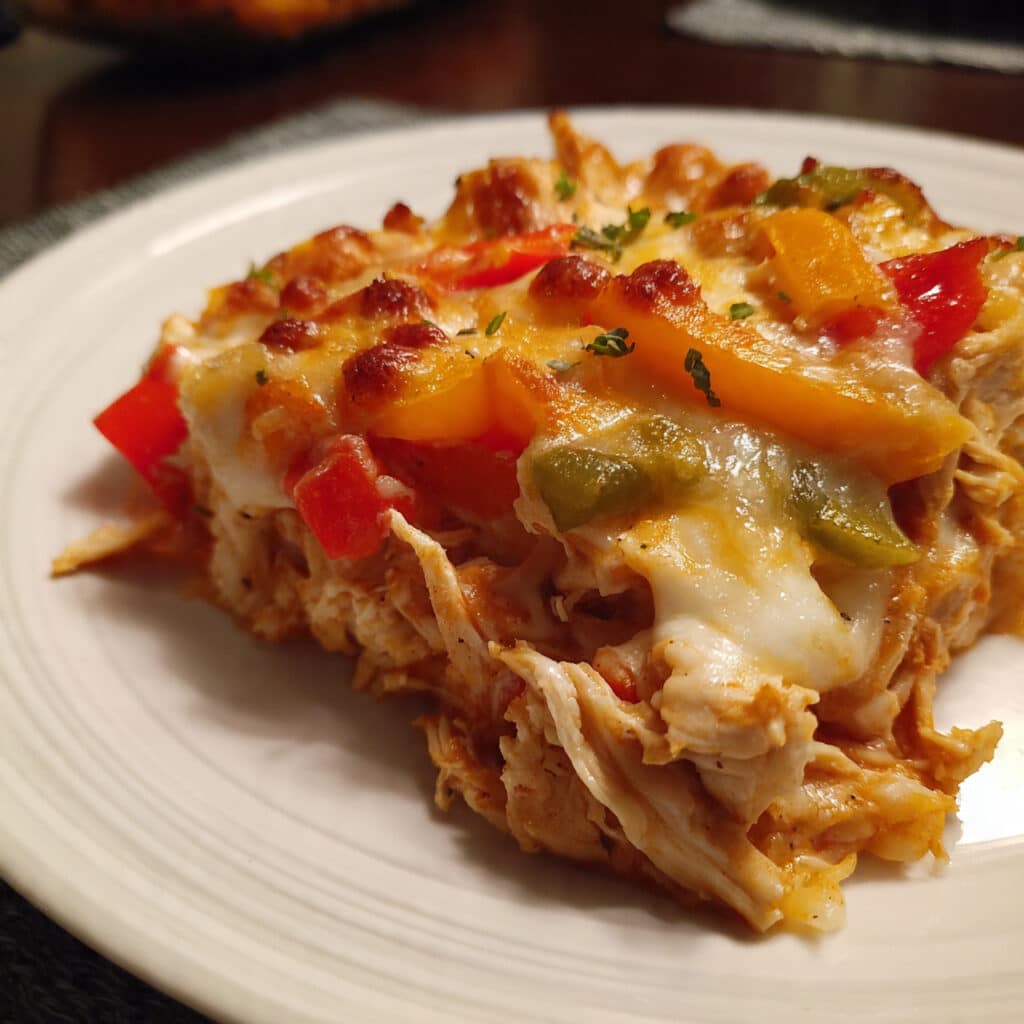 Chicken Fajita Casserole is the EASIEST way to get all your favorite fajita flavors in one delicious, cheesy dish