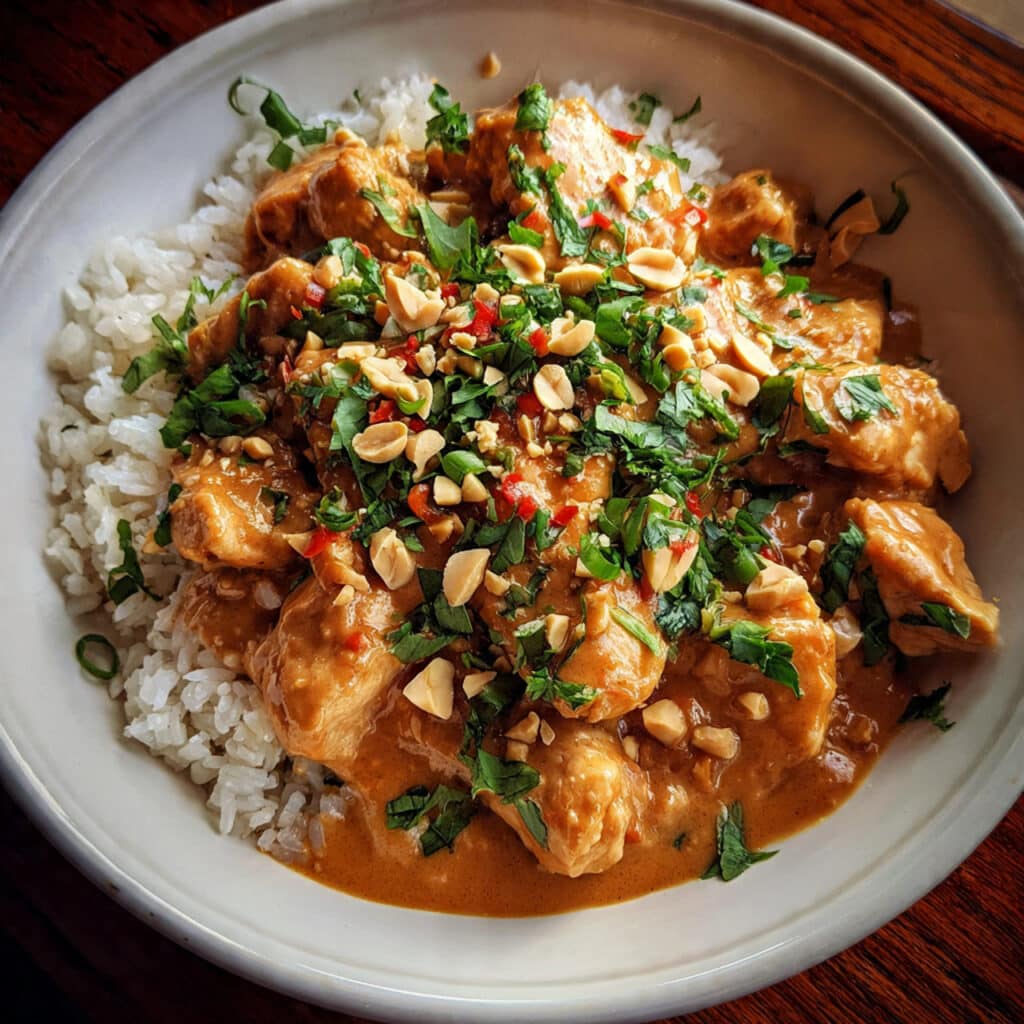 Thai Peanut Chicken with a rich, creamy peanut sauce—ready in 30 minutes and packed with restaurant-quality flavor!