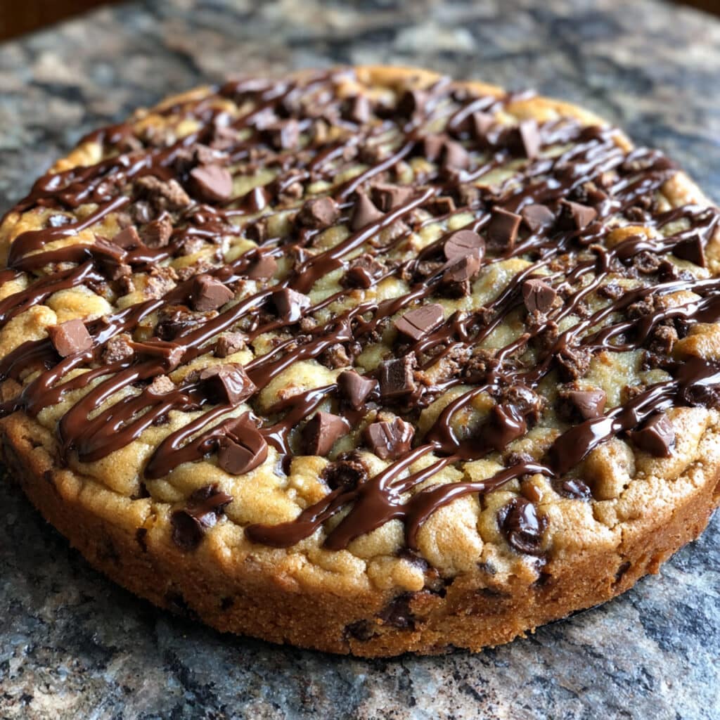 Chocolate Chip Cookie Cake – soft, chewy, loaded with chocolate chips, and so much better than store-bought! Perfect for birthdays and celebrations