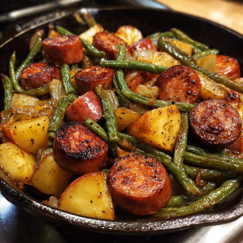 Sheet Pan Sausage, Potatoes, and Green Beans – A complete one-pan dinner that's crispy, flavorful, and ready in under 40 minutes!