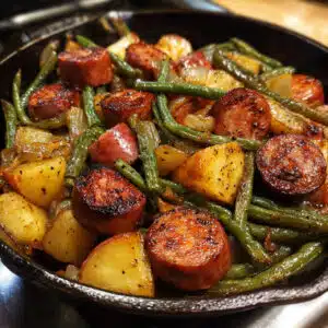 Sheet Pan Sausage, Potatoes, and Green Beans – A complete one-pan dinner that's crispy, flavorful, and ready in under 40 minutes!