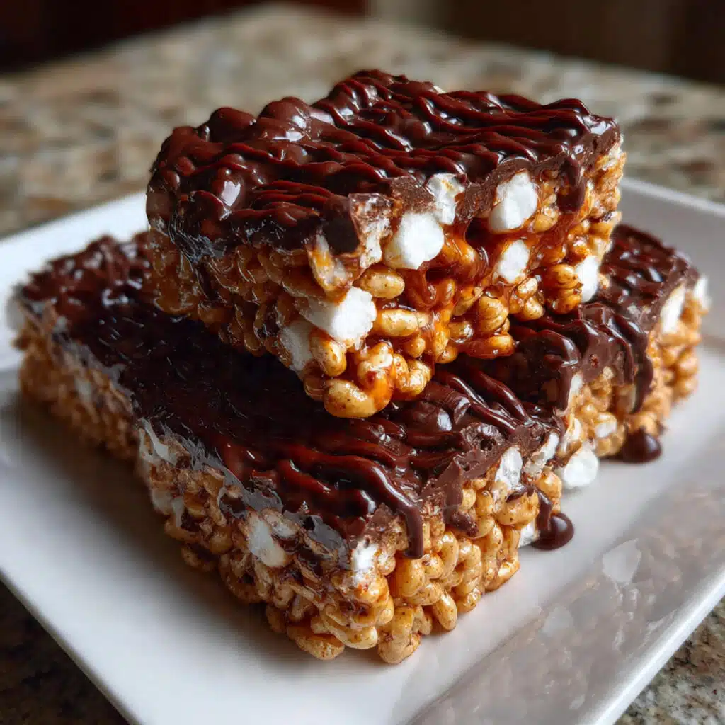Chocolate Rice Krispie Treats with a decadent chocolate topping and optional sea salt. Ready in 15 minutes with just 5 ingredients!