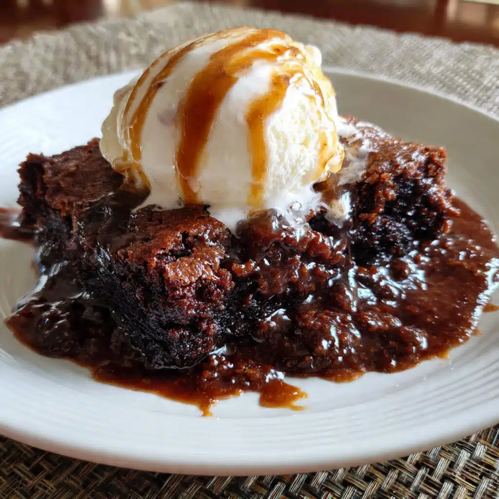 Southern Chocolate Cobbler makes its own rich chocolate sauce as it bakes—like magic! Serve it warm with vanilla ice cream