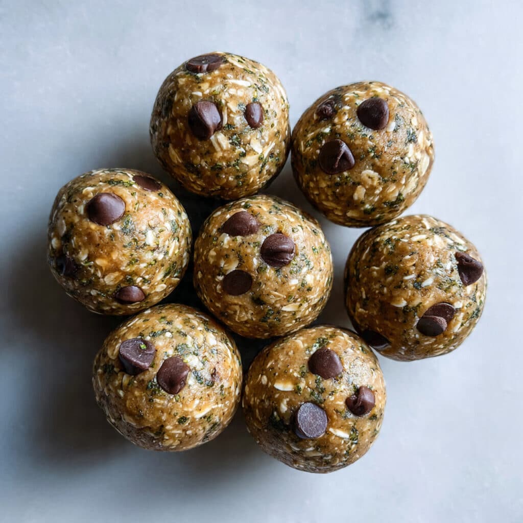 No-bake Mint Chocolate Chip Protein Balls — ready in 10 minutes and packed with protein, oats, and that refreshing mint chip flavor you love