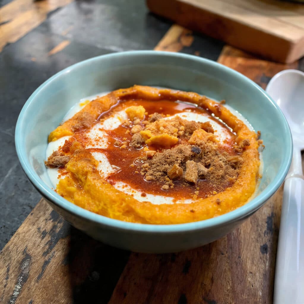 5-Minute Pumpkin Pie Yogurt Bowl — all the flavors of pumpkin pie in a healthy, protein-packed breakfast