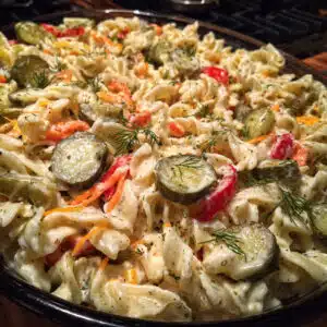 Dill Pickle Pasta Salad is the ultimate side dish for pickle lovers! Creamy, tangy, crunchy, and totally addictive. Perfect for potlucks, BBQs, and summer gatherings!