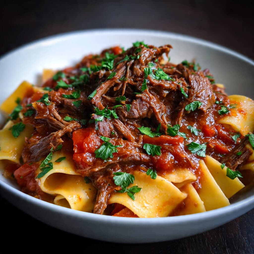 Short Rib Ragu is pure comfort food magic – melt-in-your-mouth beef braised low and slow in a rich tomato sauce. Perfect for Sunday dinners