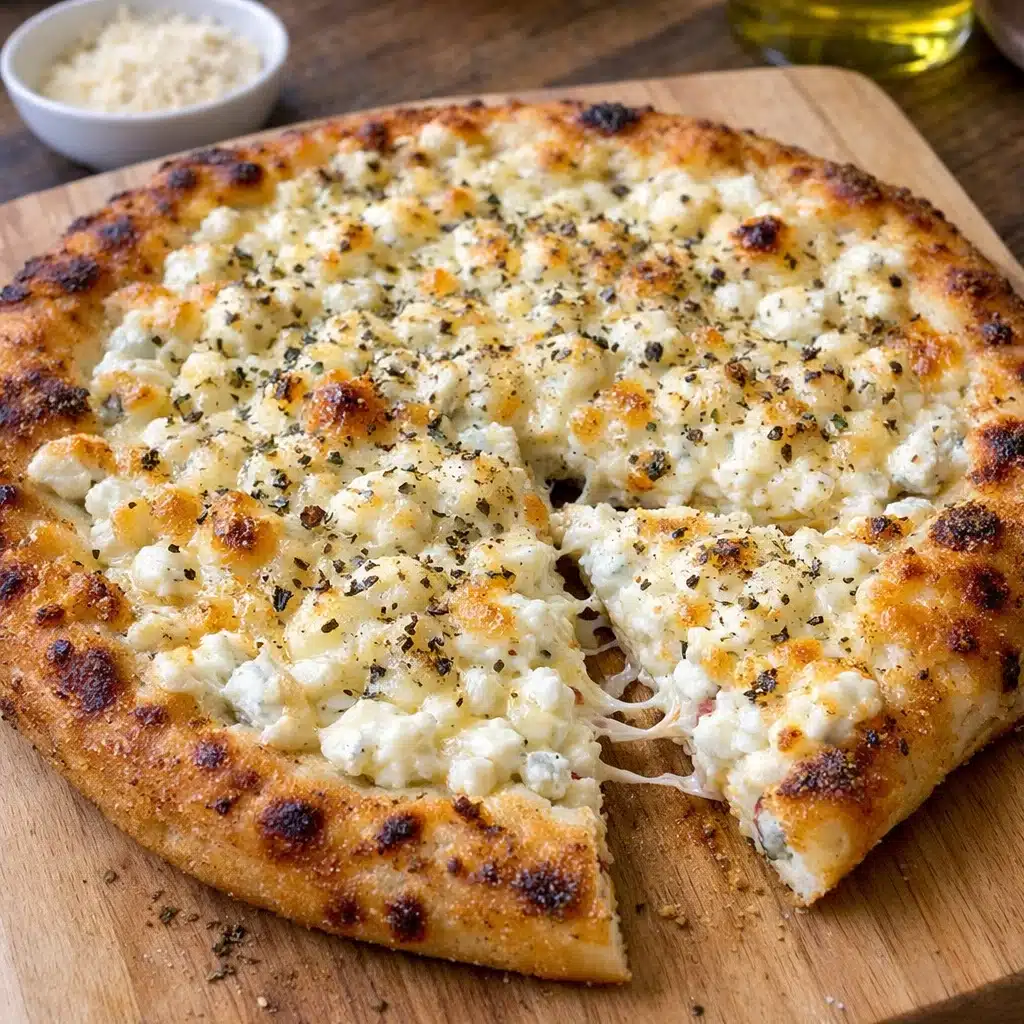 Cottage Cheese Flatbread 4 Golden brown cottage cheese flatbread topped with melted mozzarella, fresh basil leaves, and cherry tomatoes on a wooden cutting board