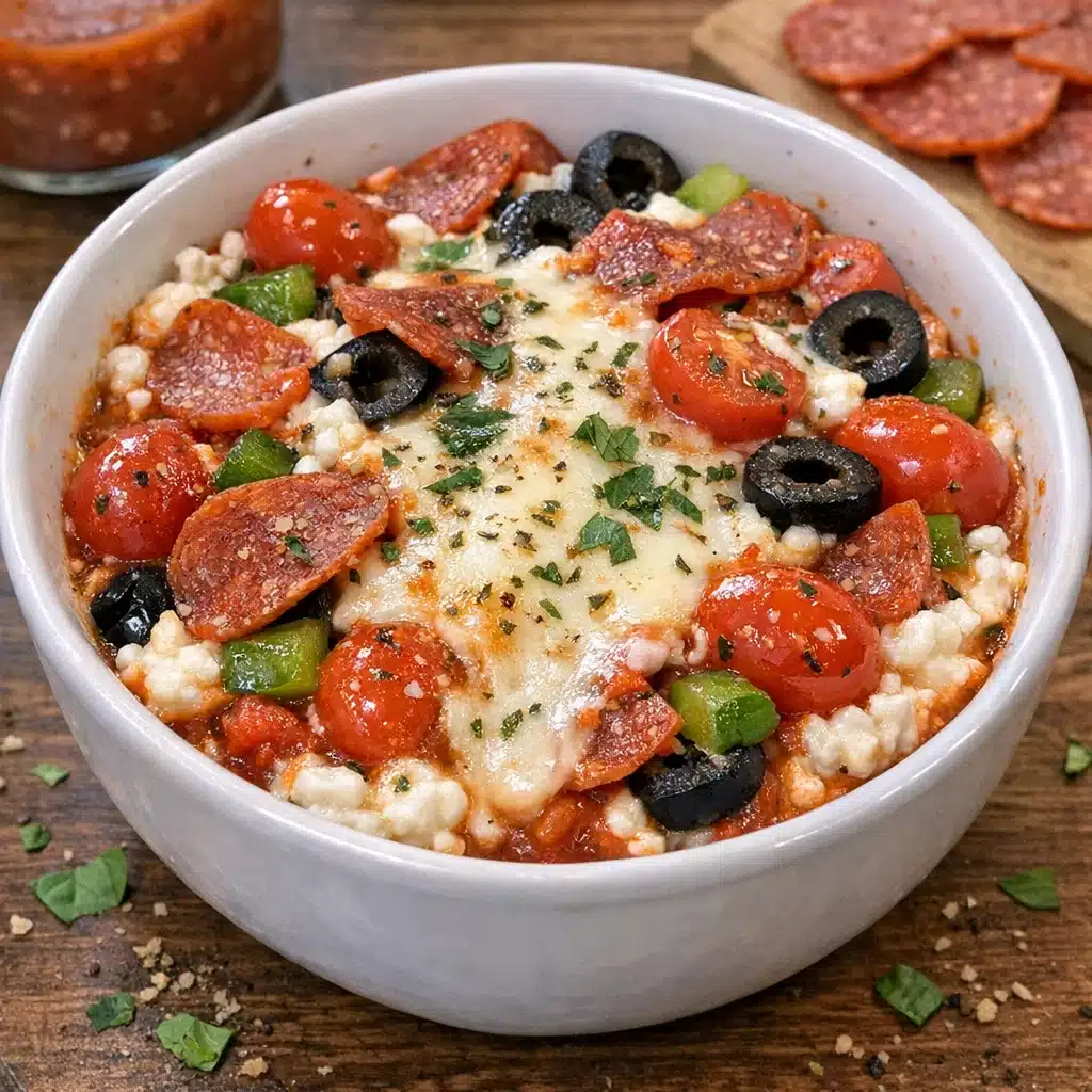 Cottage Cheese Pizza Bowl is the high-protein, low-carb answer to your pizza cravings! Ready in under 10 minutes with all your favorite toppings