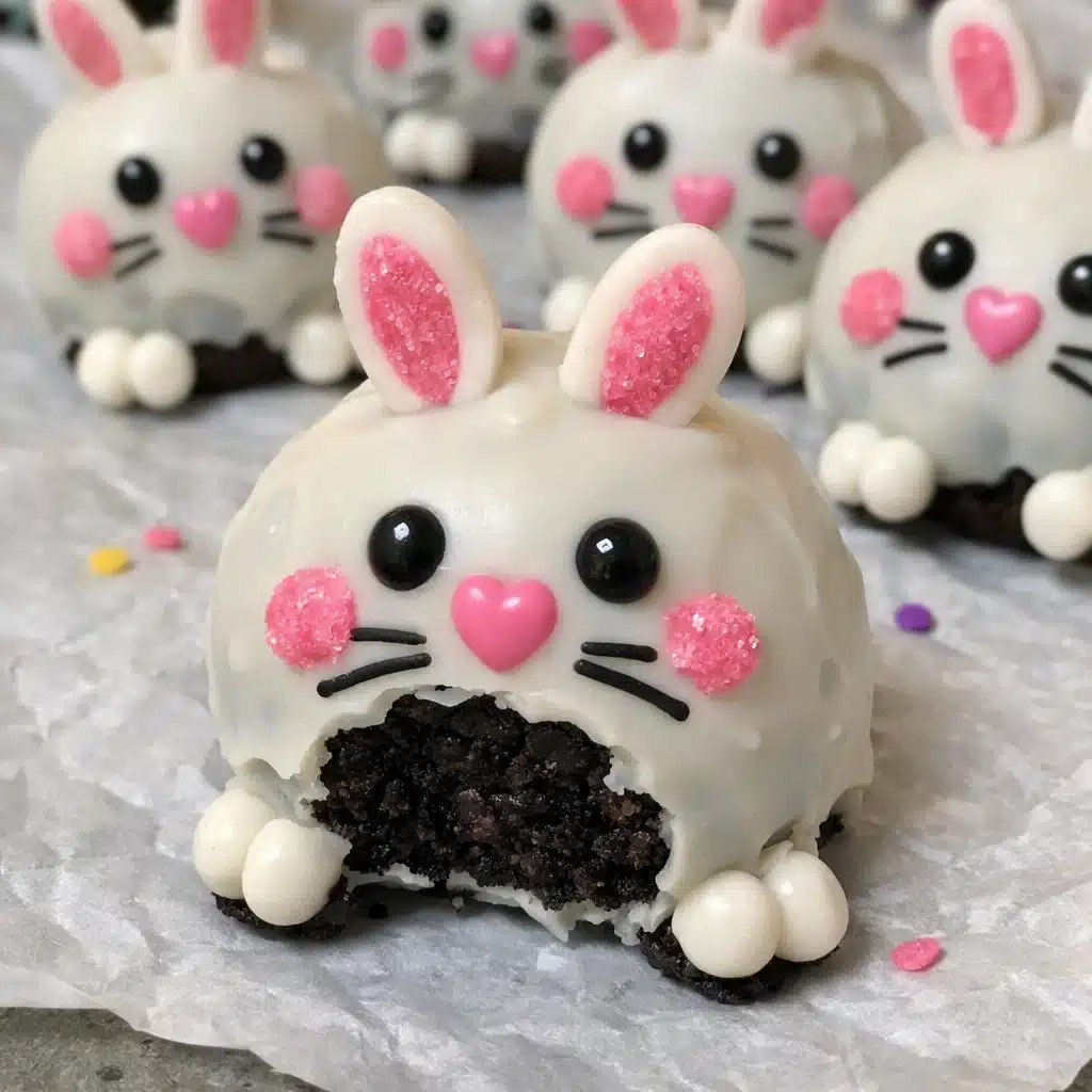 Bunny Oreo Balls 6 Bunny Oreo Balls are the sweetest Easter treat! Creamy Oreo truffles dipped in white chocolate and decorated with the cutest bunny faces.