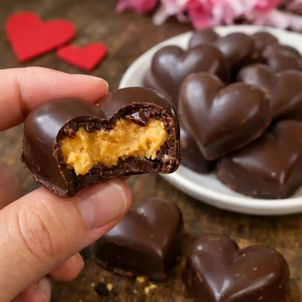 Chocolate Peanut Butter Valentine's Hearts—better than any store-bought candy! Rich chocolate shells filled with sweet, creamy peanut butter filling