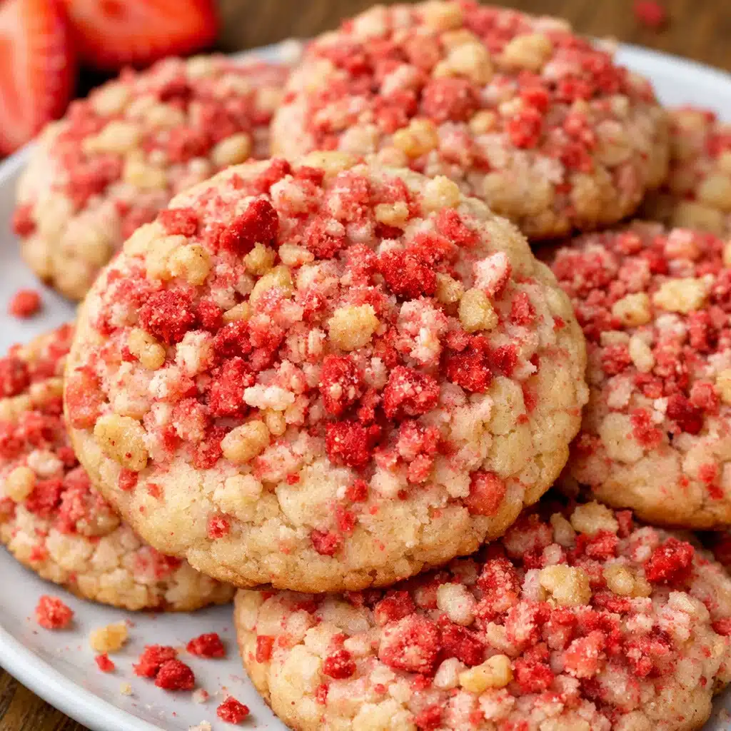Strawberry Crunch Cookies 4 Soft and buttery Strawberry Crunch Cookies with freeze-dried strawberries and crispy rice cereal—tastes just like summer!