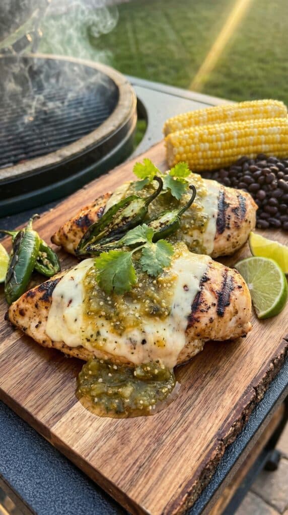 Grilled Salsa Verde Pepper Jack Chicken