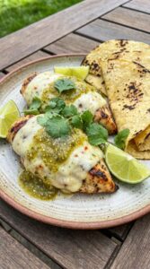 Grilled Salsa Verde Pepper Jack Chicken