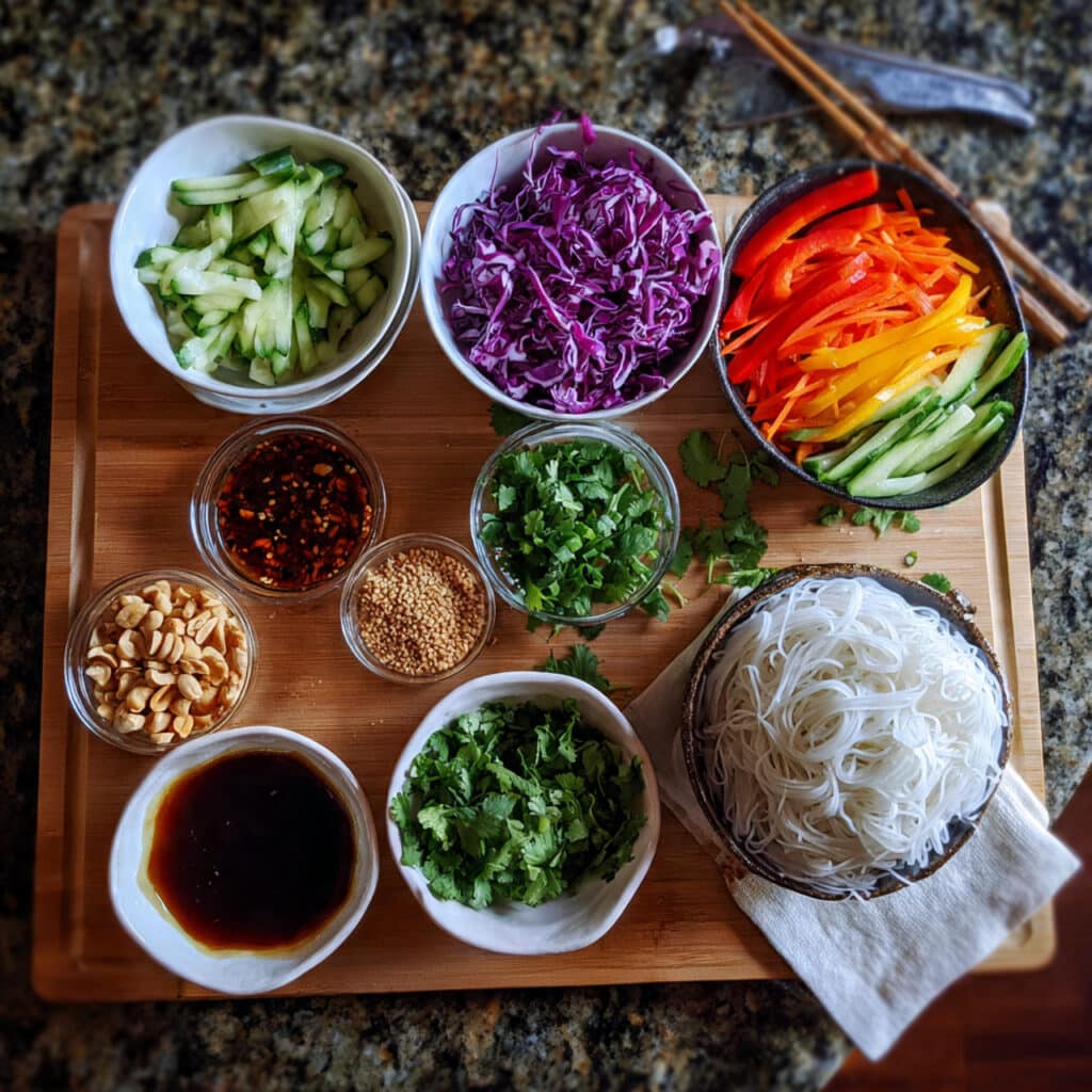 Spring Roll Salad with Spicy Ginger Dressing